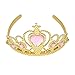 XiangGuanQianYing Princess Dress Up Crowns and Tiaras for Child from 3 Years Up Party Favors Pink Tiara Plastic Gold Tiara(10 Pack) (Heart Pink)