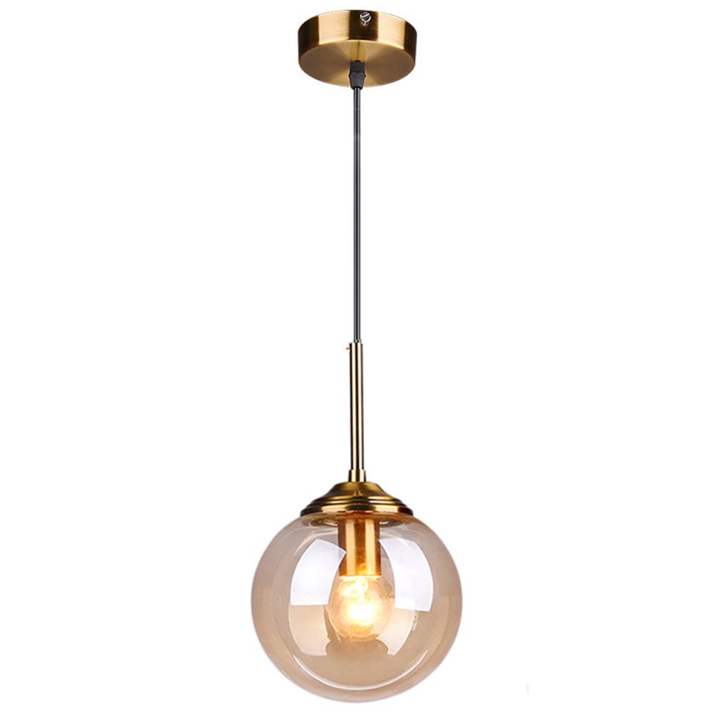 MZStech Industrial Retro Loft Glass Globe Pendant Light, Cluster Chandelier Hanging Lamp Fixture Brass Fittings (Amber)
