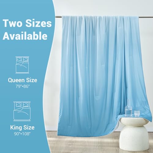 Elegear Cooling Comforter King Absorbs Body Heat to Keep Cool, Double-Sided Cooling Blanket for Hot Sleepers Arc-Chill Cool Fabric Q-Max>0.5, Lightweight Summer Comforter Cold Blanket,light blue