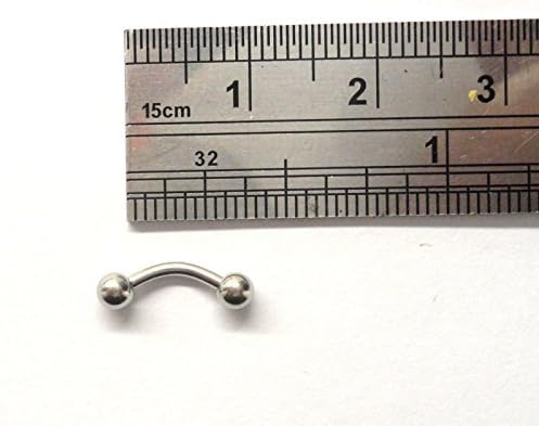 Surgical Steel Curved Barbell Cartilage 6mm Length 16 gauge 16g 3mm Balls