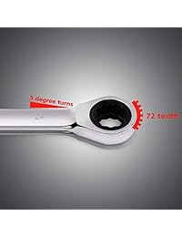 Egofine   Juego de llaves métricas de trinquete (18 piezas, acero al vanadio cromado, con bolsa de almacenamiento enrollable, 0.236 in   0.945 in)