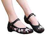 AvaCostume Embroidery Womens Classics Flats Rubber Sole Casual Shoes, Black1 41