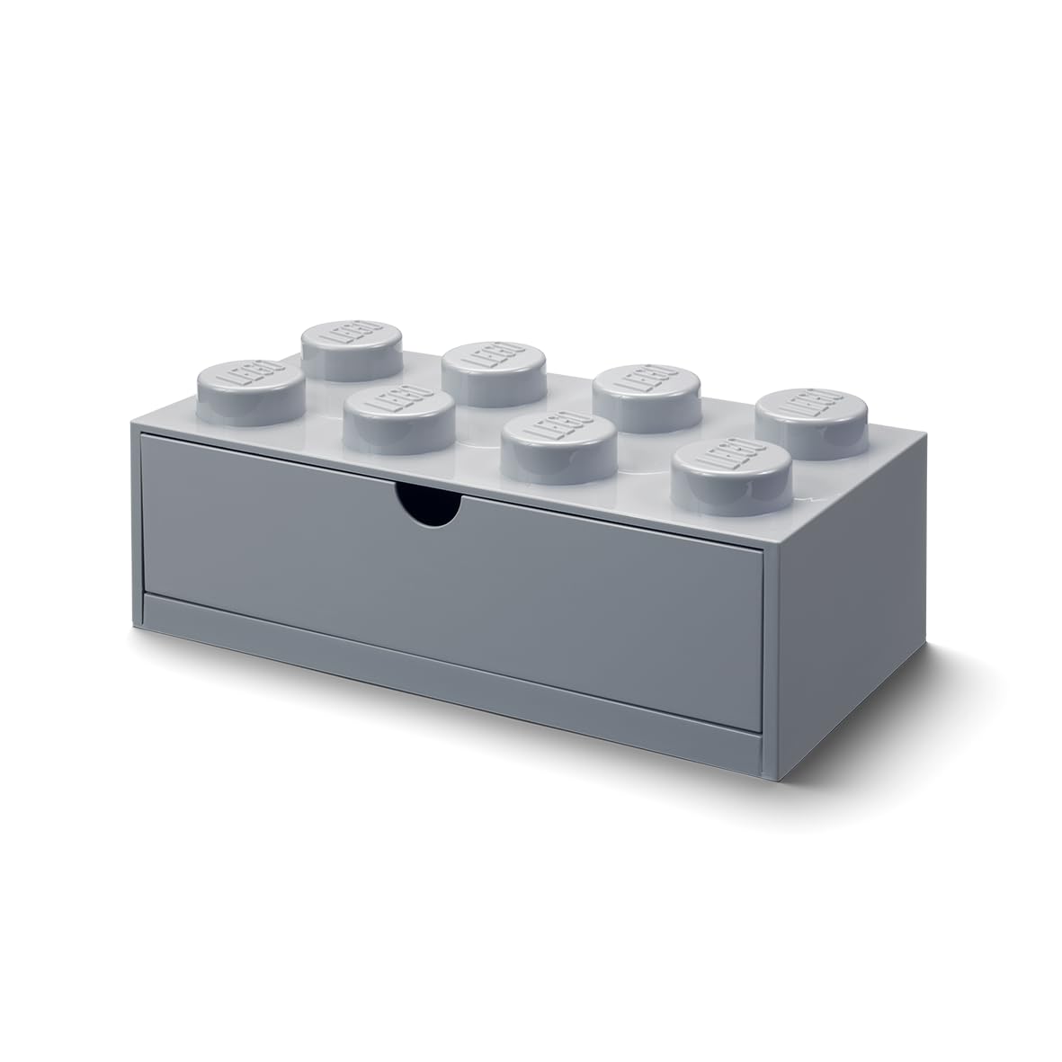 LEGO Stackable Desk Drawer GREY with 8 Knobs - Plastic Storage Box for LEGO, Toys, Desk Drawers, Office Supplies, and Stackable Storage, Home Decoration