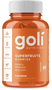 SUPERFRUITS Vitamin Gummy by Goli Nutrition - 60 Count - with Collagen-Enhancing Ingredients. Radiate. Rejuvenate. Refresh (Mixed Fruit, Vegan, Plant-Based, Non-GMO, Gluten-Free & Gelatin Free)