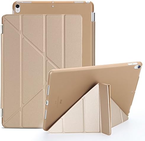 iPad Pro 10.5 Case, XULIS Two-Piece Separated Design Stand Transparent Back Cover Slim Auto Wake up/Sleep Function Protective Case for Apple iPad Pro 10.5 2017 Release (Multi- fold Gold)