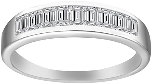 Ruth G Platinum-Plated Sterling Silver Square Cubic Zirconia Band Ring