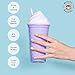 Bewaltz Ice Cream Double Wall To Go Cold Cup Tumbler with Straw BPA Free16 oz, Vacuum Insulated Travel Mug, Gifts, Bridal Shower, Themed Party, party favors, Christmas Stocking Stuffer (Pink)