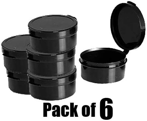 Smash Snuff Stash Box Hinge Top Plastic Pill Pod - Black Large: 6 Pack