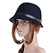 Vbiger Women Woolen Fedora Bowler Hat (Dark Blue)