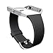 GHIJKL For Fitbit Blaze Slim Bands with Frame, TPU Replacement Sport Strap with Silver Frame for Fitbit Blaze Smart Fitness Watch, Large Small, Black