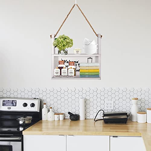 Bathroom Wall Shelf Over Toilet, 2 Tier Rustic Wooden Bathroom Decor Organizer for Toilet Paper Holder Storage, Restroom Storage Shelves, Bottles Towel Organiser Rack (Seat&Bath)