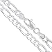 AGI Stamp Men's 6.5mm Solid .925 Sterling Silver Flat Figaro Chain Link Italy Necklace 19.9