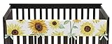 Sweet Jojo Designs Yellow, Green and White Sunflower Boho Floral Girl Long Front Crib Rail Guard Baby Teething Cover Protector Wrap - Farmhouse Watercolor Flower