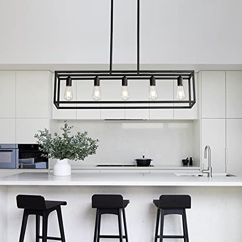 Black Farmhouse Kitchen Island Lighting, Modern Industrial Chandelier