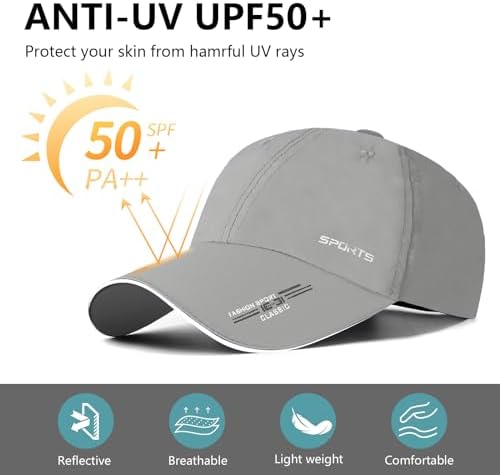 2 Pcs Baseball Cap Herren Damen, Schnelltrocknend Basecap Running Cap mit Reflektierende Krempe Unisex, Leichte Schildmütze Verstellbar Draußen Kappen Sonnenhut Golff Tennis Cappy Sommer Caps