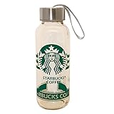 DIYJewelryDepot Starbucks Green Logo Transparent Glass Water Bottle Tumbler Beverage Holder with Strap