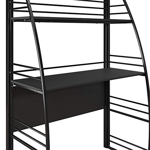 DHP Studio Loft Bunk Bed Over Desk and Bookcase with Metal Frame, Black, Twin - Thumbnail 5