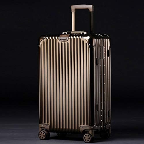 FJZ Suitcase 20-inch Carry-on Baggage, Lightweight Hard Shell, Aluminum-Magnesium Alloy, 4-Wheel Fine-Tuning Suitcase (Silver) Business Travel Suitcase (Color : Gold, Size : 24 inches 63x42x25CM)