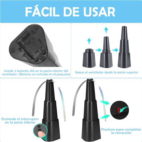 2 piezas Ventilador para Moscas de Mesa Portátil,Espanta Moscas para Mesa de Comedor Retráctil,Ahuyentador de Moscas con Gancho y Hoja de seguridad,paraRestaurantes, Hogar, Picnics (Negro, 2 paquetes)