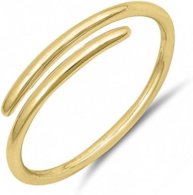 .925 Sterling Silver Simple Plain Minimal Design Open Midi Finger Wire Ring Size 4.5 - Gold