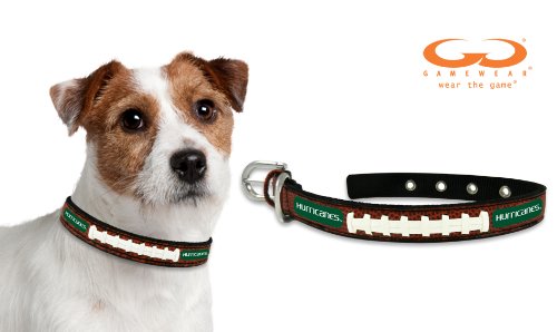 NCAA Miami Hurricanes Classic Leather Football Collar, Small