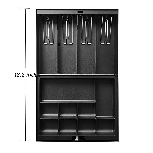 Small Cash Box with Money Tray and Lock, Money Safe, Metal, 11.8L x 9.6W x 3.6H inch, BCB300B - Beelta