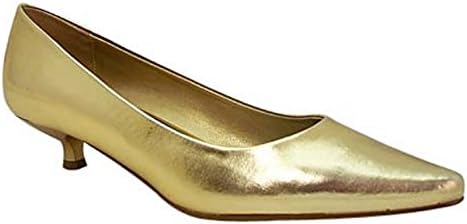 Nasco Womens Shoes Slip On Point Toe Low Heel Pumps, Gold 7 B (M) USRun Small