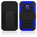 Moto E (1st Gen.) Case, Elegant Choise High Impact Armor Rugged Hybrid Holster Shockproof Case Cover with Kickstand + Belt Swivel Clip for Moto E (1st Gen.) XT1021 / XT1022 / XT1025 (Black/Blue)