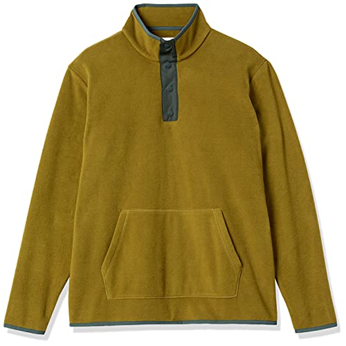 AMAZON ESSENTIALS MEN’S SNAP-FRONT PULLOVER POLAR FLEECE JACKET – DISCONTINUED COLORS, DARK OLIVE HEATHER, MEDIUM