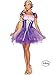 Leg Avenue Disney Rapunzel Costume Peasant Dress with Glitter Skirt with Tulle Overlay, Purple, Medium