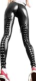 Sexy Women's Gothic Metallic Lace Up Leggings