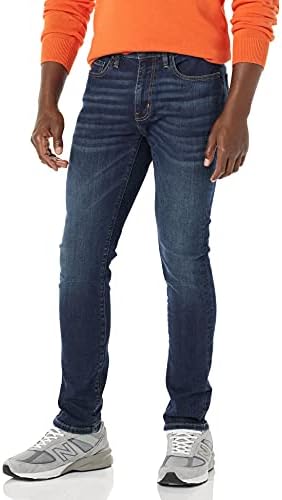 Jeans masculinos muito elásticos ajustados, lavagem escura, 33W / 30L