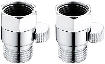 2 Pcs Shower Flow Control Valves Shower Head Shut-Off Valve Solid Brass, Shower Head Flow Contral and Shut OFF Valve for Shower Head, Hand Shower, or Bidet Sprayer Chrome P01 1302