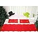 4 Pcs Christmas Embroidered Placemats Heat Resistant Red Table Mats Winter Tray Cloths for Dining Table, Christmas Bells & Hollow Out Lace(11 x 17 Inches)
