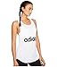 adidas Women's Essentials Linear Loose Tank Top, White/Black, X-Large