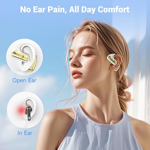 CoolJumper Open Ear Bluetooth 5.4 Headphones with Ear Hooks, IPX7 Waterproof, 60H Playtime LED Case, ENC Clear Call Sports Earbuds for Running Gym Commute