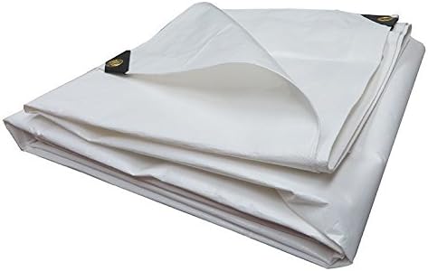 Heavy Duty Tarpaulin All Purpose Reinforced Canopy Poly Tarps 6Oz 12 Mil (White) (40 X 50 Feet)
