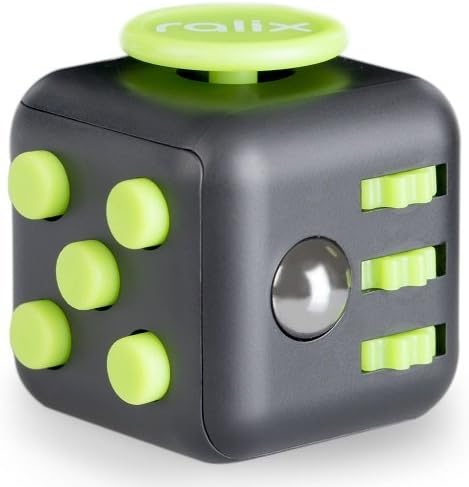 Anxiety Stress Relief Fidget Cube: Calming Toy for Focus, Relaxation, Distraction & Improved Mood - Aids Depression, Worry & Fear - Perfect Gift for Autism, Anger, ADD, ADHD & PTSD (Black/Green)