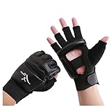 Wonzone Half Finger Taekwondo Training Boxing Gloves, Taekwondo/ Muay Thai Training/Punching Bag Gym Half Mitts Sparring Gloves Black