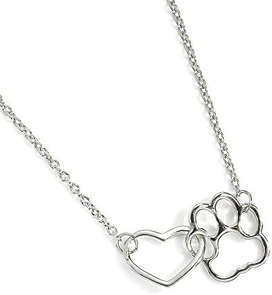 silver Pet Lover Dog Cat Paw Pendant Love Heart Necklace Chain WelcomeShop