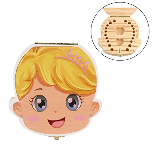 Xiaosan Tooth Box Organizer for Baby Milk Teeth Save Wood Storage Box for Kids Boy&Girl (Gril)