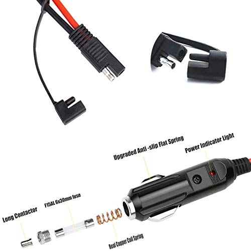 Vemote 10FT SAE Cigarette Lighter Battery Charger 14AWG Cable 12V
