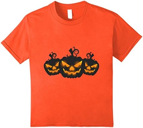 Kids Evil Glowing Jackolantern T-Shirt Halloween Pumpkin Scary 12 Orange