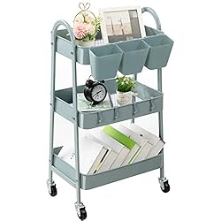 danpinera 3-Tier Rolling Cart, Metal Rolling