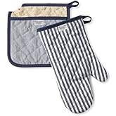 Williams-Sonoma Bay Stripe Oven Mitt &amp; Potholder Set, Navy Blue