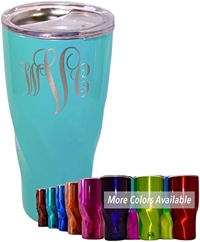 Personalized Triple Insulated Twisted Tumbler by Smoky Mountain Growlers (30 ounce, Tiffany Blue)