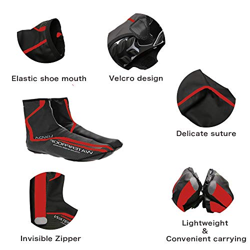 Men's Cycling Shoes Covers,Winter Lightweight Waterproof Windproof Warmer Mountain Road Bike Cover Shoes for Outdoor Sports (Red, XL)