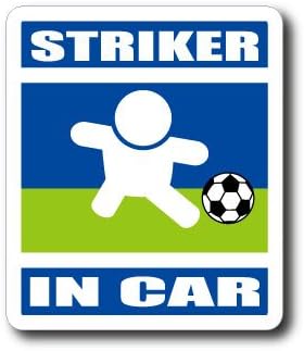 Amazon わーるどくらふと Striker In Car ステッカー あお サッカー ストライカーが車に乗ってます ステッカー デカール 車 バイク