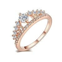Rings,2018 Fashion Gold Pretty Princess Crown Lady Crystal Rings Jewelry Gift by ZYooh (Rose Gold, 9)