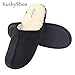 KushyShoo Mens Slippers, Scuff Fluff House Shoes, Slip-On Indoor Outdoor Slipper, Black, Size 9.5-10.5